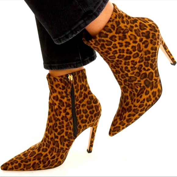 Good American 110mm Icon Faux Suede Leopard Stiletto Ankle Boots Size 8.5 - Picture 14 of 14